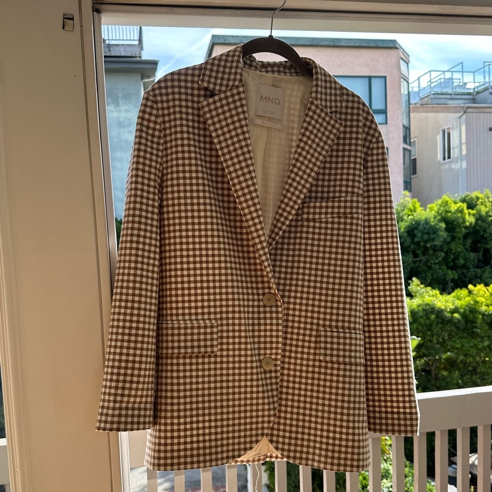 Mango Gingham Blazer Brown- never worn
